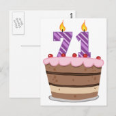 Leeftijd 71 op de Birthday Cake Briefkaart (Voorkant / Achterkant)