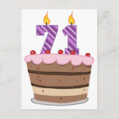 Leeftijd 71 op de Birthday Cake Briefkaart (Voorkant)
