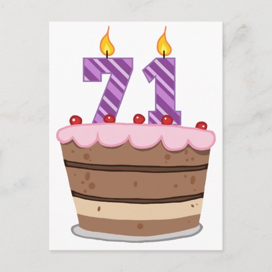 Leeftijd 71 op de Birthday Cake Briefkaart (Voorkant)