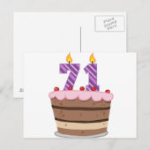 Leeftijd 71 op de Birthday Cake Briefkaart (Voorkant / Achterkant)
