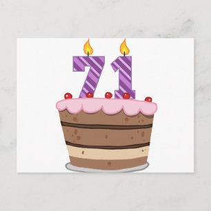 Leeftijd 71 op de Birthday Cake Briefkaart