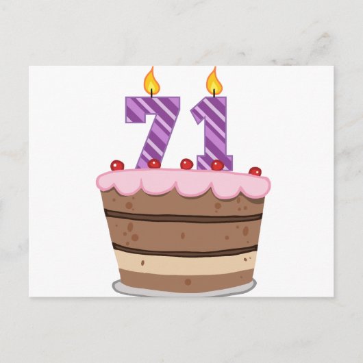 Leeftijd 71 op de Birthday Cake Briefkaart (Voorkant)