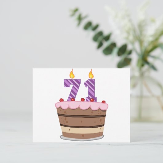 Leeftijd 71 op de Birthday Cake Briefkaart (Staand voorkant)