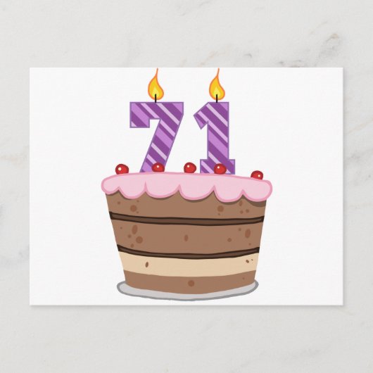 Leeftijd 71 op de Birthday Cake Briefkaart (Voorkant)