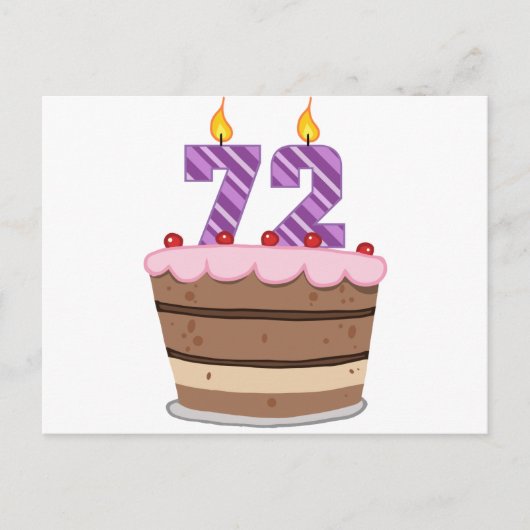 Leeftijd 72 op de Birthday Cake Briefkaart (Voorkant)
