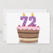 Leeftijd 72 op de Birthday Cake Kaart (Voorkant)