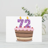 Leeftijd 72 op de Birthday Cake Kaart (Staand voorkant)