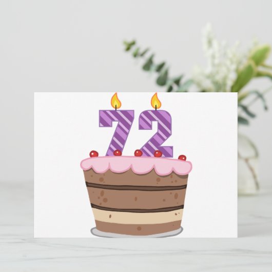 Leeftijd 72 op de Birthday Cake Kaart (Staand voorkant)