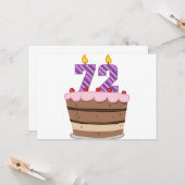 Leeftijd 72 op de Birthday Cake Kaart (Voorkant / Achterkant in situ)