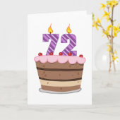 Leeftijd 72 op de Birthday Cake Kaart (Gele Bloem)