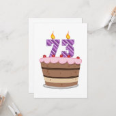 Leeftijd 73 op de Birthday Cake Kaart (Voorkant / Achterkant in situ)