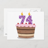 Leeftijd 74 op de Birthday Cake Briefkaart (Voorkant / Achterkant)