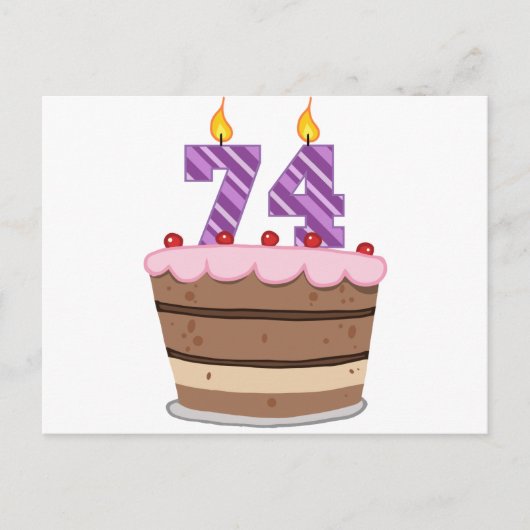 Leeftijd 74 op de Birthday Cake Briefkaart (Voorkant)
