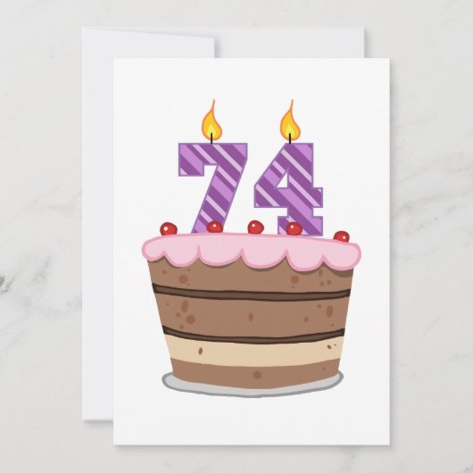 Leeftijd 74 op de Birthday Cake Kaart (Voorkant)