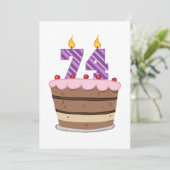 Leeftijd 74 op de Birthday Cake Kaart (Staand voorkant)