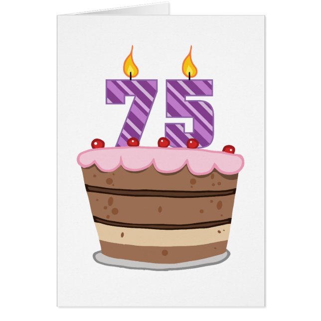 Leeftijd 75 op de Birthday Cake (Voorkant)