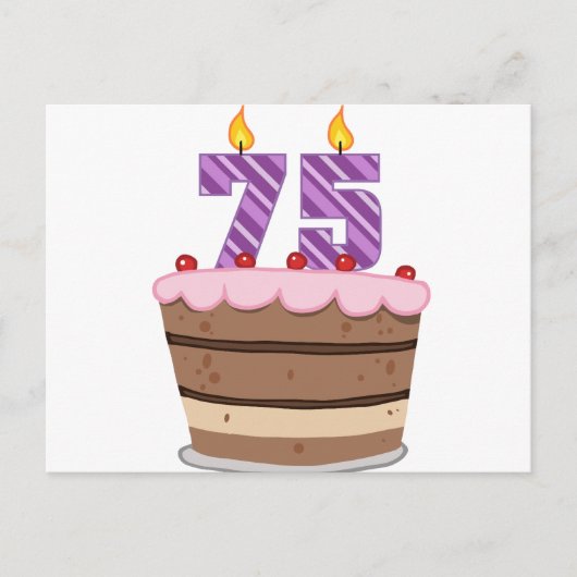 Leeftijd 75 op de Birthday Cake Briefkaart (Voorkant)
