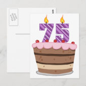 Leeftijd 75 op de Birthday Cake Briefkaart (Voorkant / Achterkant)