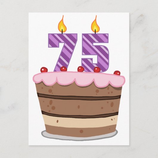 Leeftijd 75 op de Birthday Cake Briefkaart (Voorkant)