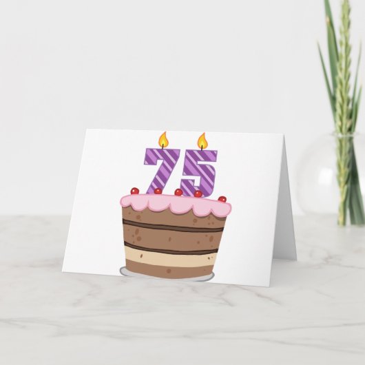 Leeftijd 75 op de Birthday Cake Kaart (Voorkant)
