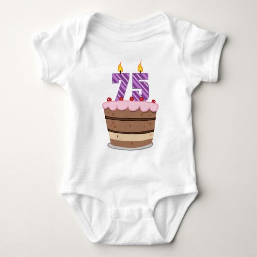 Leeftijd 75 op de Birthday Cake Romper (Voorkant)