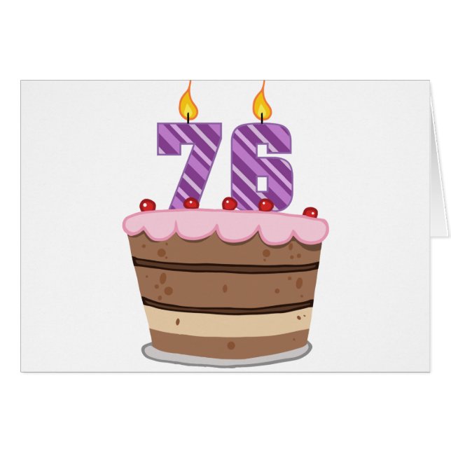 Leeftijd 76 op de Birthday Cake (Voorkant Horizontaal)