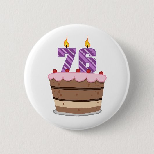 Leeftijd 76 op de Birthday Cake Ronde Button 5,7 Cm (Voorkant)