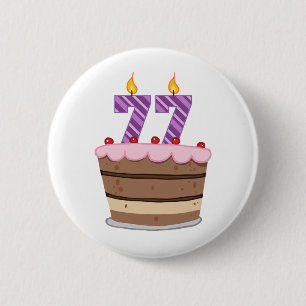 Leeftijd 77 op de Birthday Cake Ronde Button 5,7 Cm