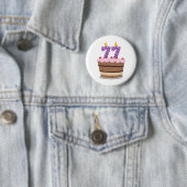 Leeftijd 77 op de Birthday Cake Ronde Button 5,7 Cm (In situ)