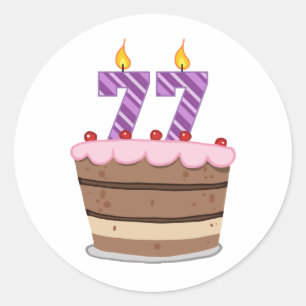 Leeftijd 77 op de Birthday Cake Ronde Sticker