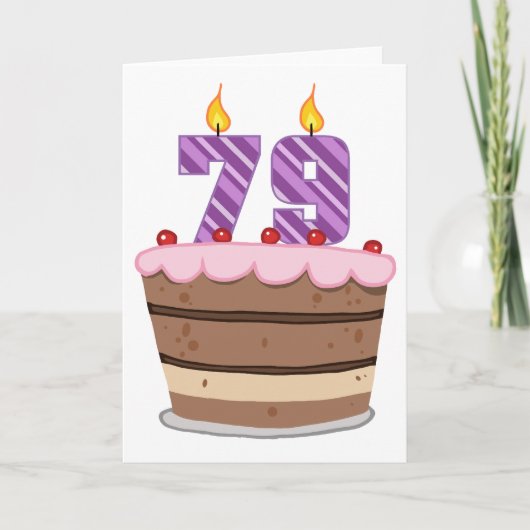 Leeftijd 79 op de Birthday Cake Kaart (Voorkant)