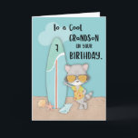 Leeftijd 7 Grandson Birthday Beach Funny Cool Racc Kaart<br><div class="desc">Als hij zijn komende zevende verjaardag viert,  kan je je strandliefhebbende kleinzoon verrassen met een leuke en leuke kaart die een schattig en cool wasbout bevat met een surfboard naast hem. Deze kaart deelt een simpele maar grappige boodschap voor hem.</div>