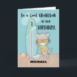 Leeftijd 7 Grandson Birthday Beach Funny Cool Racc Kaart<br><div class="desc">Zodra je kleinzoon zijn zevende verjaardag viert,  zou je hem deze leuke en grappige kaart moeten kunnen geven die ook voorzien is van een personalisatieoptie van het front. We stellen je in staat deze kaart aan te passen met zijn naam.</div>