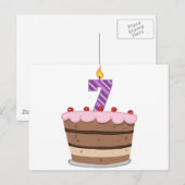 Leeftijd 7 op de Birthday Cake Briefkaart (Voorkant / Achterkant)