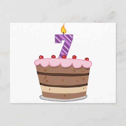 Leeftijd 7 op de Birthday Cake Briefkaart (Voorkant)