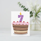 Leeftijd 7 op de Birthday Cake Briefkaart (Staand voorkant)