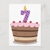 Leeftijd 7 op de Birthday Cake Briefkaart (Voorkant)
