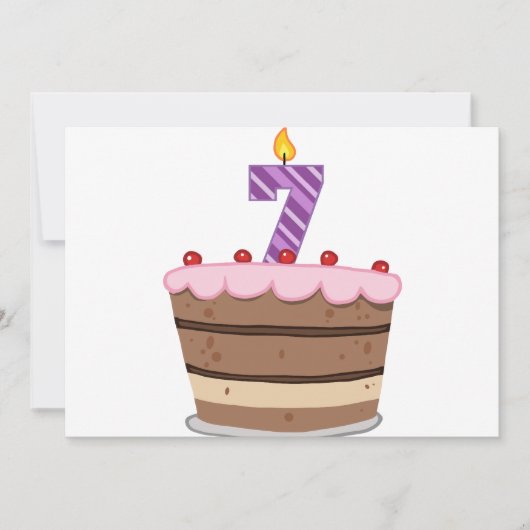 Leeftijd 7 op de Birthday Cake Kaart (Voorkant)