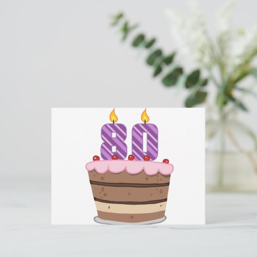 Leeftijd 80 op de Birthday Cake Briefkaart (Staand voorkant)