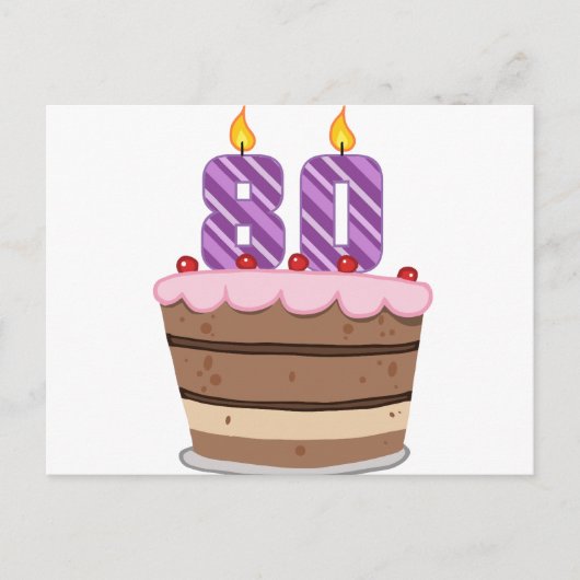 Leeftijd 80 op de Birthday Cake Briefkaart (Voorkant)