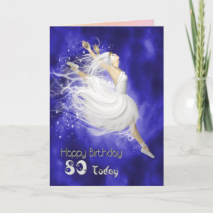 Leeftijd 80, springende ballerina verjaardagskaart kaart