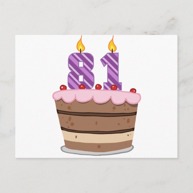 Leeftijd 81 op de Birthday Cake Briefkaart (Voorkant)