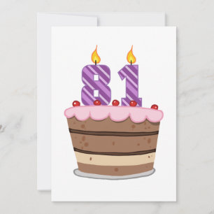 Leeftijd 81 op de Birthday Cake Kaart