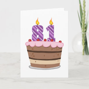 Leeftijd 81 op de Birthday Cake Kaart