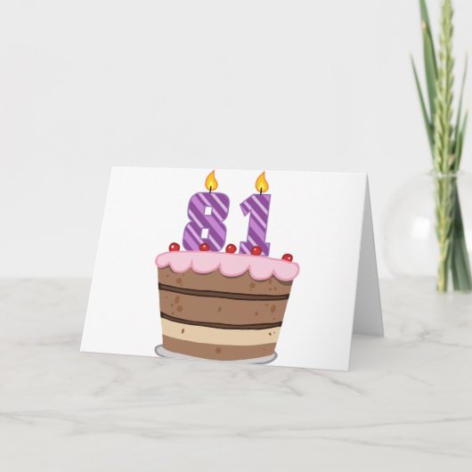 Leeftijd 81 op de Birthday Cake Kaart (Voorkant)