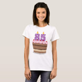 Leeftijd 85 op de Birthday Cake T-shirt (Voorkant volledig)
