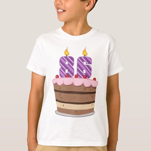 Leeftijd 86 op de Birthday Cake T-shirt (Voorkant)