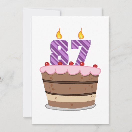 Leeftijd 87 op de Birthday Cake Kaart (Voorkant)