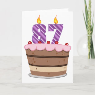 Leeftijd 87 op de Birthday Cake Kaart