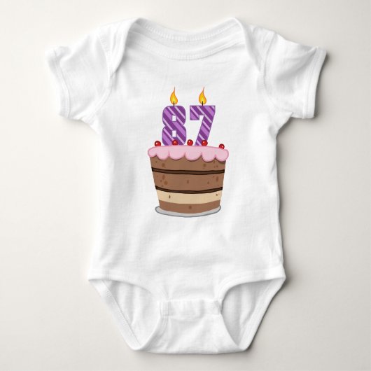 Leeftijd 87 op de Birthday Cake Romper (Voorkant)